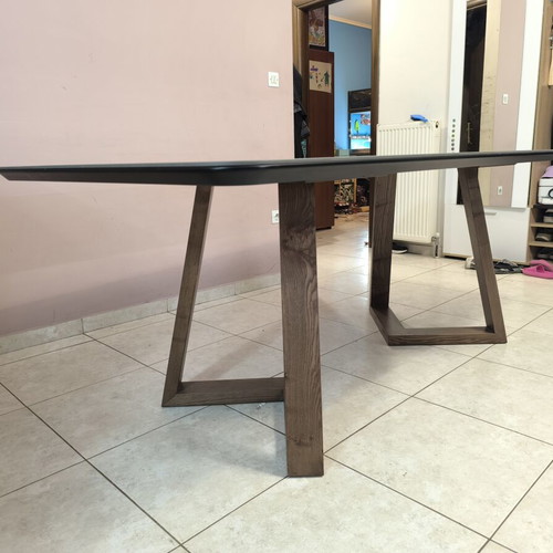 Mexil Luxury Dining Table with Ceramic Top and Solid Wood Legs like new 200x100x75
