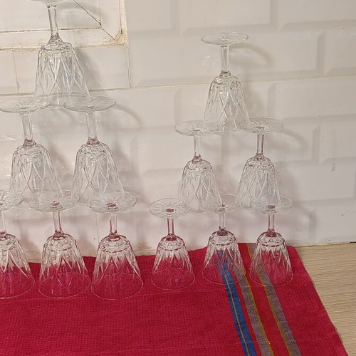 Crystal French Glasses set of 6 water and 6 wine glasses like new