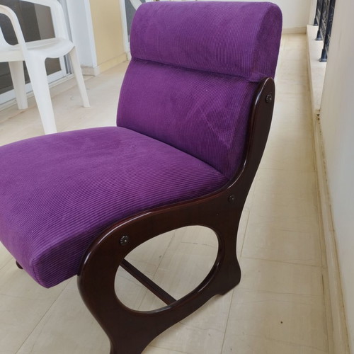 Vintage handmade low armchairs used, set of 2 pieces