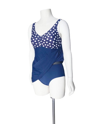 One-piece polka dot swimsuit dress dark blue size 40C like new