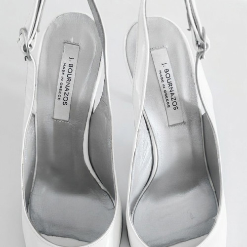 J. Bournazos Slingback Peep Toe Shoes used, ivory, size 38