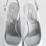 J. Bournazos Slingback Peep Toe Shoes used, ivory, size 38