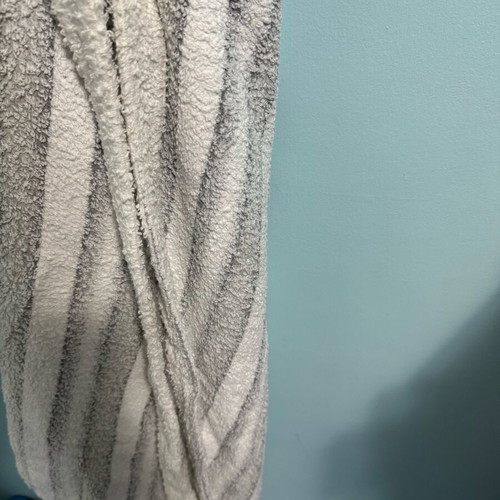 Akivv bathrobe white gray striped like new, large, made in Greece