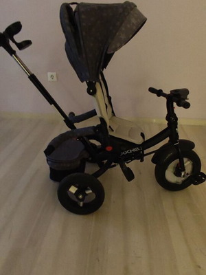 Byox Παιδικό Τρίκυκλο Ποδήλατο με Air Wheels, Αποθηκευτικό Χώρο, Σκίαστρο και Χειρολαβή Γονέα Γκρι σαν καινούργιο
