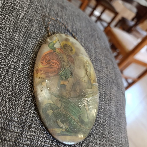 Old metal icon of Saint George, 12x8 cm