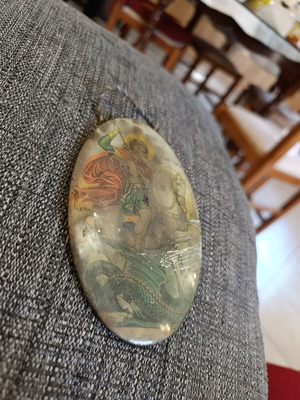 Old metal icon of Saint George, 12x8 cm