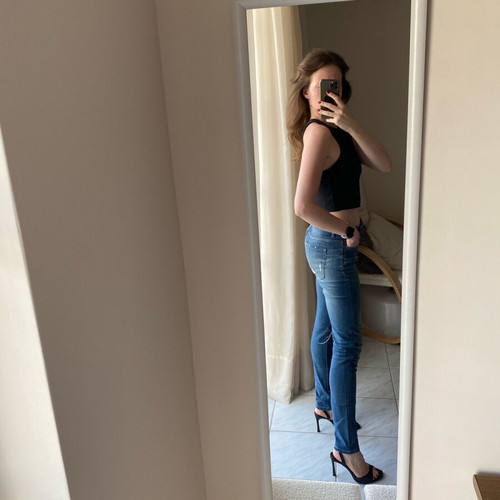 Zara ripped jeans dark blue, skinny, elastic, mid rise, like new