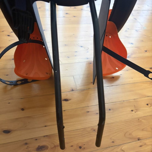 Child bike seat like new, dark blue with orange