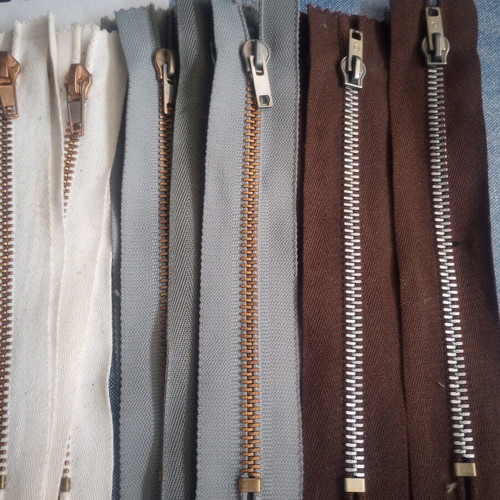 Set of 23 Metal Zippers Vintage New Old Stock, 16 cm, Various Colors