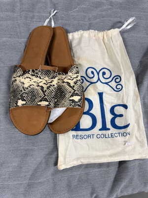 Leather slides snake print new, Resort Collection sandals