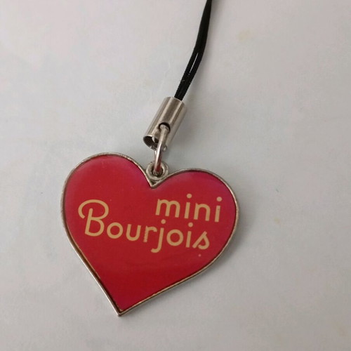 Mobile phone keychain heart-shaped, metal, red