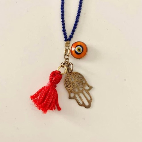 Apia Creations handmade necklace with semi-precious stones and charms, new