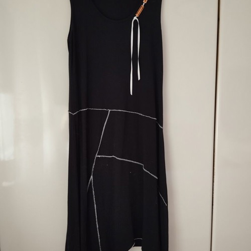 Derpouli black cotton dress asymmetrical hem like new, size L/XL