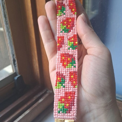 Women's bracelet with strawberries new, handmade