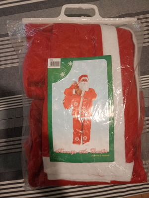 Santa Claus costume like new, large size with jacket, pants, hat, belt, and beard