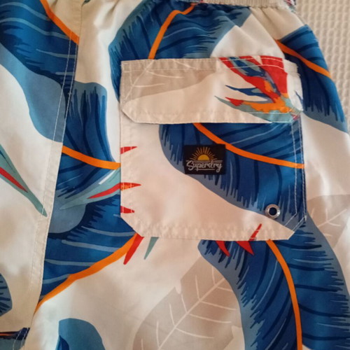 Superdry swim shorts like new, size Small, white multicolor