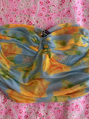 Tulle corset Zara like new, short strapless, multicolored, size medium