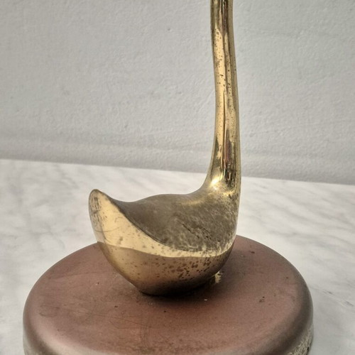 Decorative brass duck on iron base used