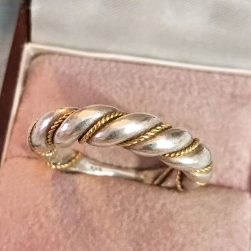 Silver-gold ring 925 585 like new, size 57+
