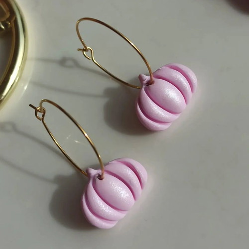 Pumpkin earrings new polymer clay and stainless steel