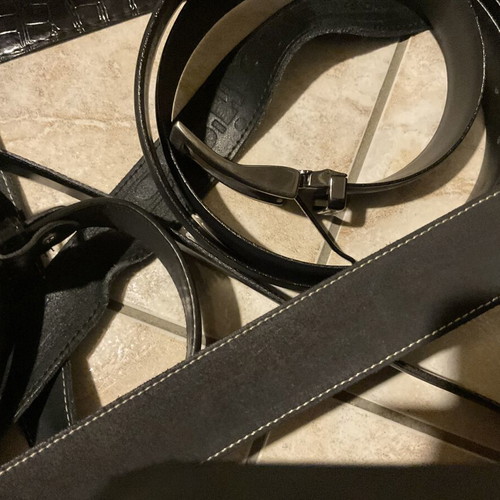 Set of 9 belts with new Polo Star waist bag and scarf, like new