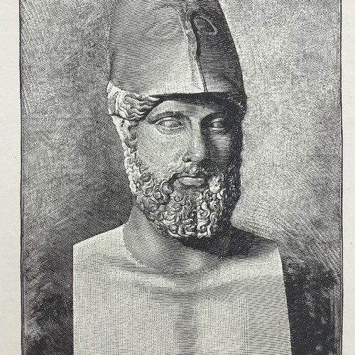 Pericles woodcut 1890 used 15x12cm