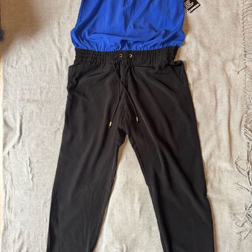 Jumpsuit black/blue new, lightweight airy fabric
