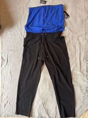 Jumpsuit black/blue new, lightweight airy fabric