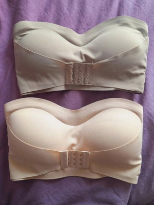 Bra new with front clasp, size small, beige and skin color