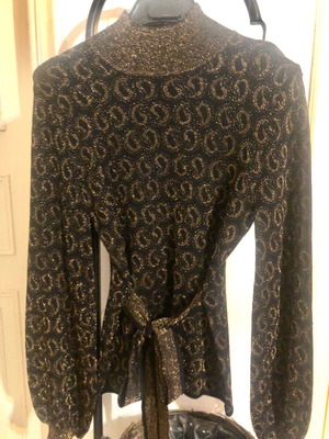 Access knitted blouse new, brown with gold knit, size L