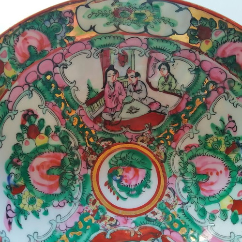 Vintage Rose Medallion plate and bowl used, porcelain