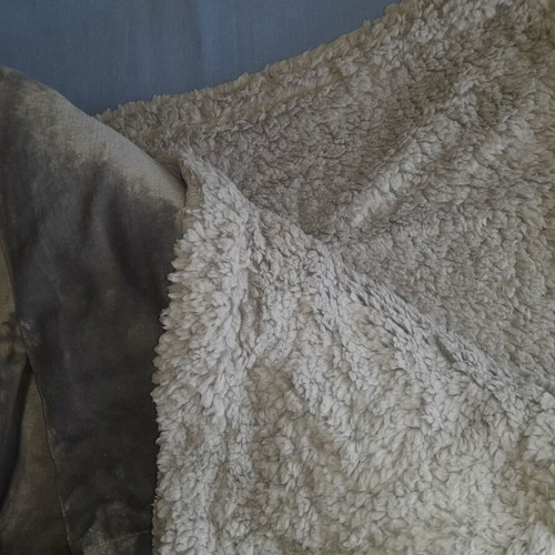 Grey velour blanket new, polyester, 200x220 cm