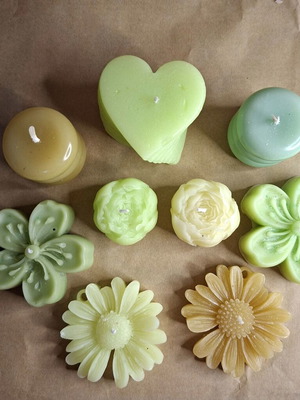 Mint & Honey Garden set of 10 handmade decorative candles new