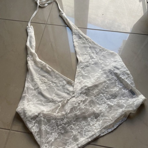 Bershka Halterneck Crop Top like new, white, size M
