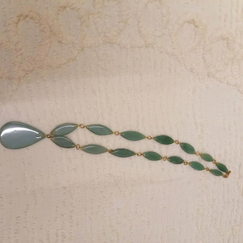 Vintage Artisan Green Aventurine Jade Statement Necklace like new