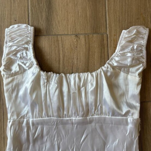 Anel Y2k vintage babydoll satin top, white, size S-M