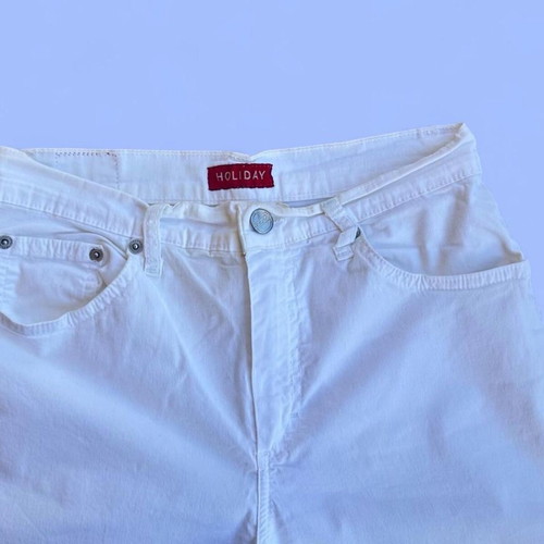 Holyday white high-waisted pants used, elastic, summer style