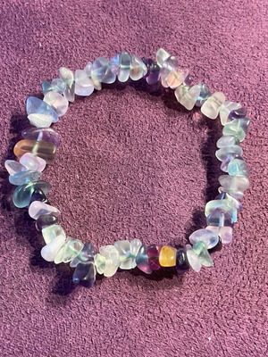 Bracelet with authentic fluorite unisex elastic