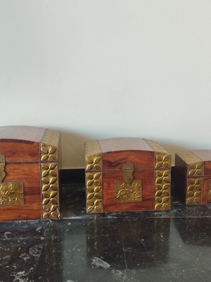 Set of 3 Wooden Decorative Vintage Ethnic Style Chests like new