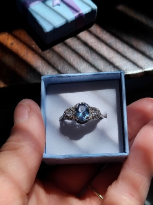 Sky Blue Zirconia Silver Ring Size 9 New