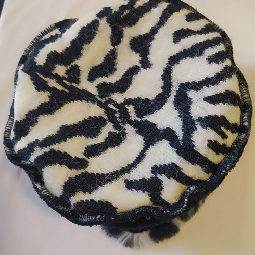 French fur hat black and white like new, size 56