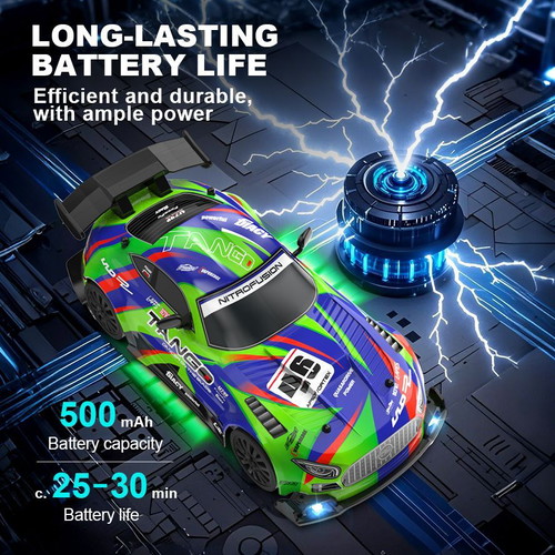Remote Control Drift Car 1:24 4WD 2.4GHz LED Blue Green