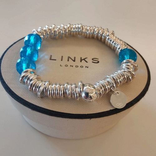 Links of London Sweetie Bracelet with Blue Crystals, Sterling Silver