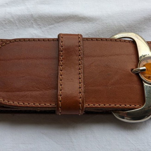 Leather belt with watches vintage used, size XS