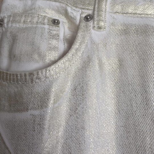 Zara white soft denim pants with gold, like new, size M