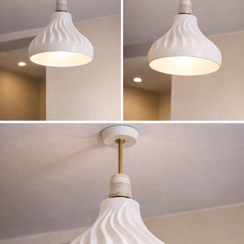 Handmade modern ceiling light white matte with embossed design new