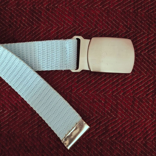 Blue knitted belt like new with silver buckle 105 cm