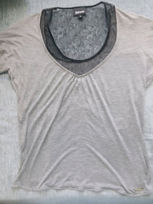 Just Cavalli blouse like new with lace, grey and black, size M