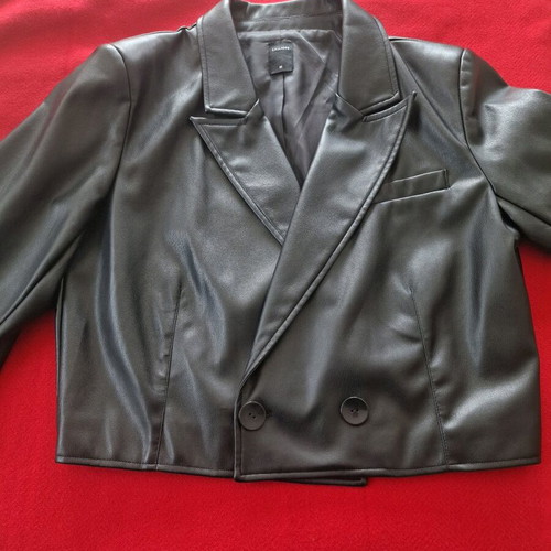 Calliope Short Leather Jacket Size M New Black
