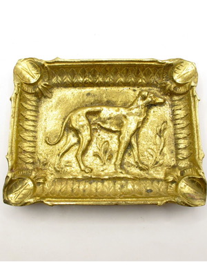 Antique Belgian bronze ashtray with greyhound dog, like new